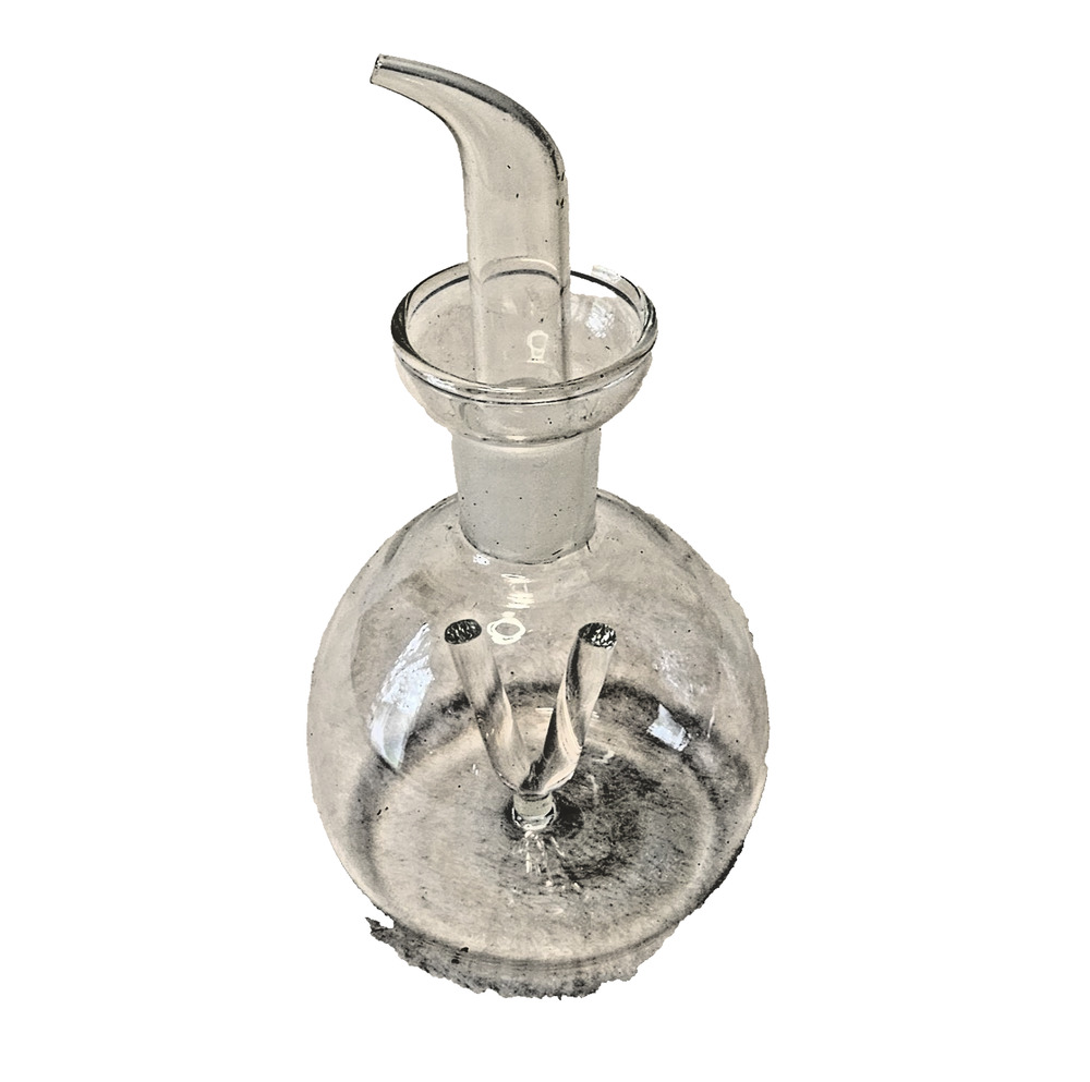 Modern Oil Vinegar Dispenser Decanter Blown Glass on Glass Spout Clear Bottle